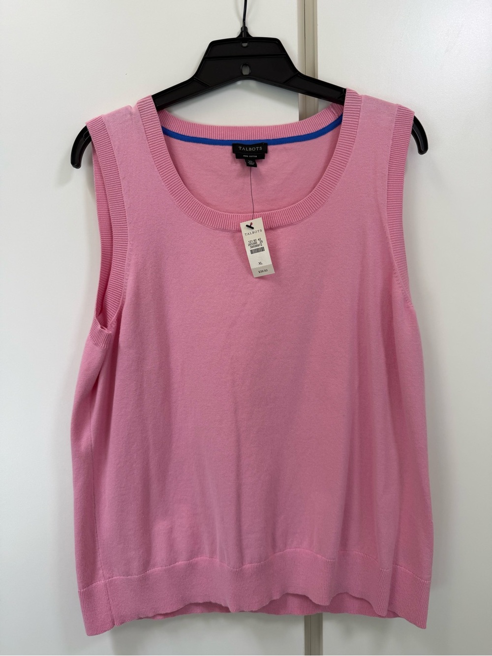 Talbots NWT Pink Knit Sleeveless Top XL Pima Cotton Stretch Summer Preppy